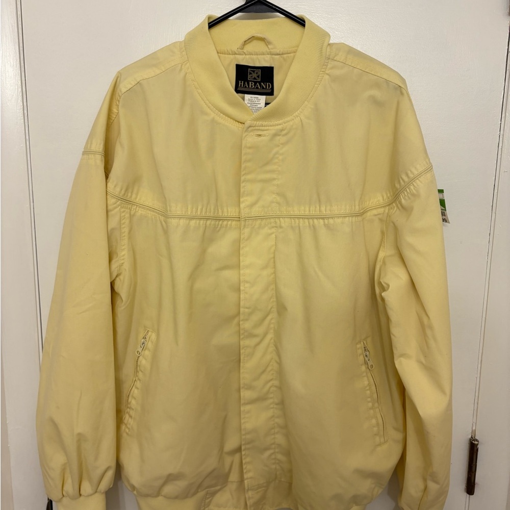 Vintage 90s Haband Pale Yellow Lightweight Bomber Jacket Size L